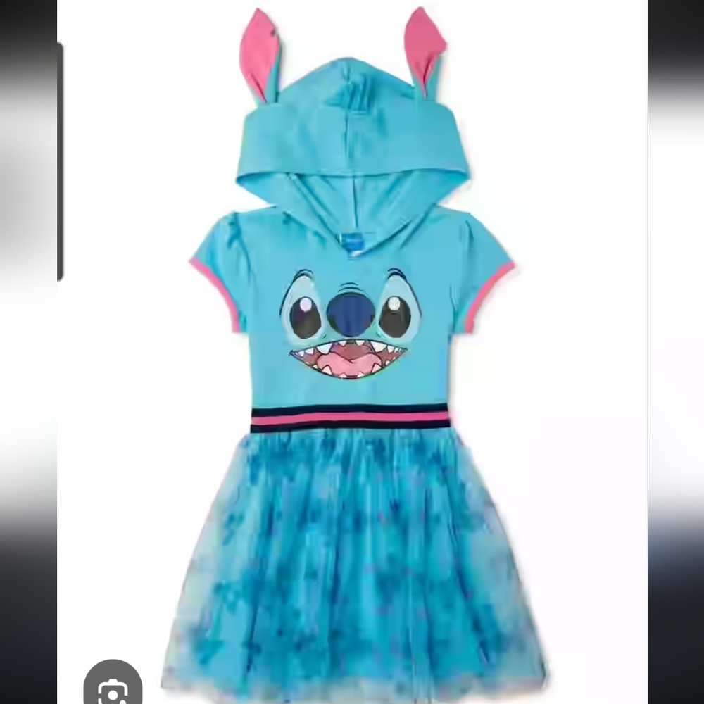 Haloween Disney,  Lilo Stich Costume Turquoise Hoodie , Pink Ears Lg 10-12